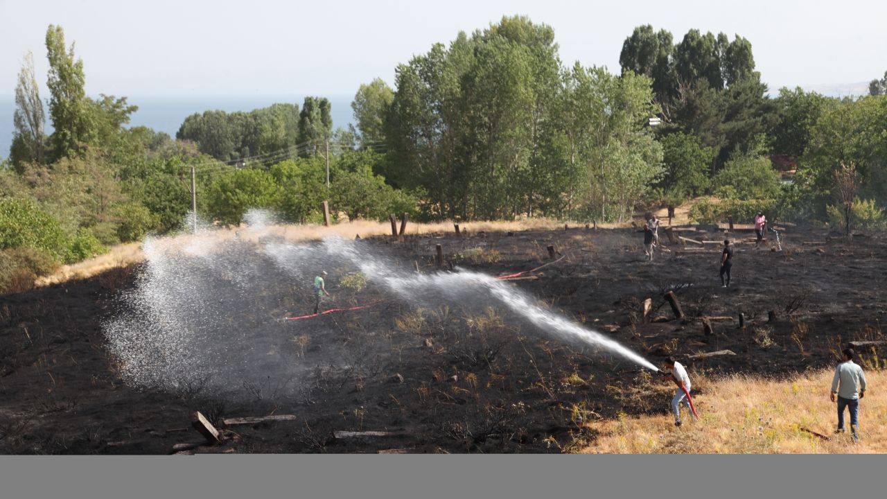 Bitlis'te mezarlıkta çıkan yangın söndürüldü