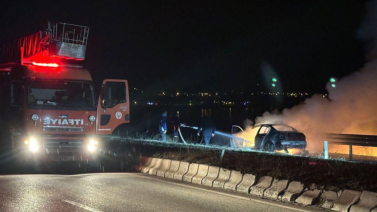 Bitlis'te seyir halindeki otomobil yandı