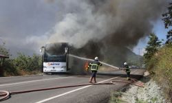 Kastamonu'da seyir halindeki yolcu otobüsü yangın sonucu kullanılamaz hale geldi