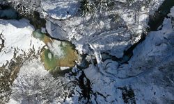 Giresun'daki Mavigöl ile Kuzalan Şelalesi beyaz örtüyle kaplandı