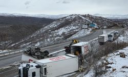 Bingöl'de devrilen tırın sürücüsü yaralandı