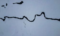 Erzurum'da karla kaplanan mendereslerde kış güzelliği