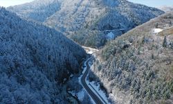 Karla kaplanan Küre Dağları havadan görüntülendi