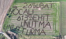 Kırklareli'nde çiftçi tarlasına 'Hocalı'yı unutma' mesajı yazdı