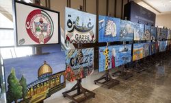 Filistinli öğrencilerin resim sergisi 'Külliye'de Ramazan' etkinliklerinde