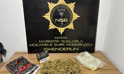 Hatay'da durdurulan hafif ticari araçta 1 kilo 100 gram esrar ele geçirildi