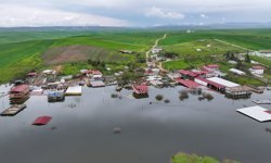 Ambar Barajı dolunca su altında kalan havzadaki yapılar dronla görüntülendi