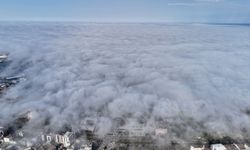 Samsun'da Karadeniz'in üzerini kaplayan 'sis denizi' dronla görüntülendi