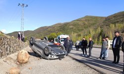 Bingöl'de koyuna çarparak devrilen otomobildeki 3 kişi yaralandı