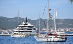 Küresel Sumud Filosu'nun aktivistleri Marmaris'te basın toplantısında konuştu