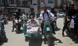 Amasya'da gelin arabasının yerini motosiklet aldı