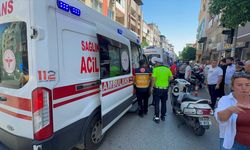 Aydın'da motosikletin anne ve 3 çocuğuna çarpması araç kamerasında