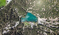 Erzurum'da eriyen kar sularıyla dolan Zagos Gölü dronla görüntülendi