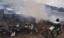 Bayburt'ta çıkan yangında 4 ev ve ahır kullanılamaz hale geldi