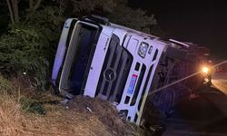 Tekirdağ'da devrilen tırın sürücüsü öldü