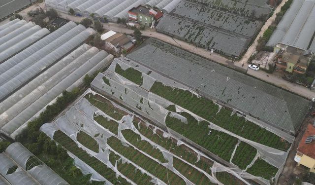 Antalya'nın Demre ilçesinde hortumun zarar verdiği alanlar havadan görüntülendi