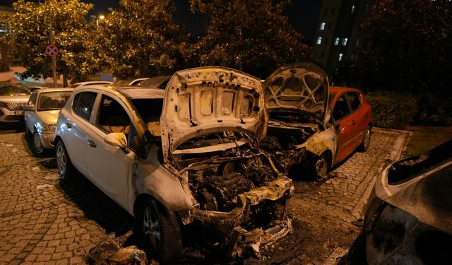 Beşiktaş'ta park halindeki 4 araç yandı