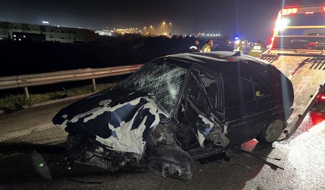 Bursa'da bariyerlere çarpan otomobildeki 2 kişi yaralandı