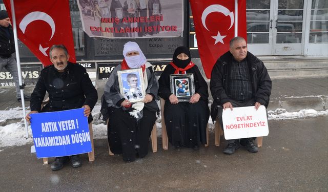 Muş'ta evlatlarına kavuşmak isteyen aileler, DEM Parti önündeki eylemlerini sürdürdü