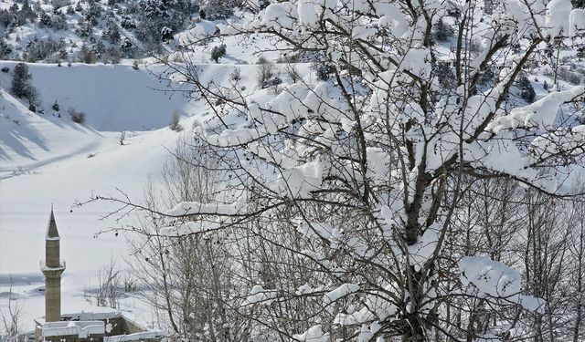 Sivas'ta Pusat-Özen Barajı'nın yüzeyi buz tuttu