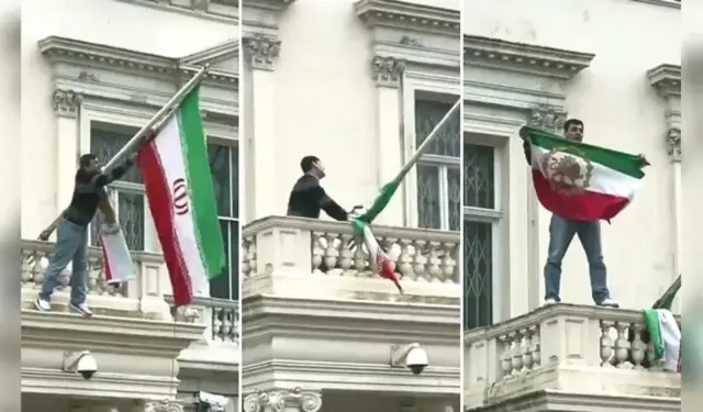 İran'ın Londra Büyükelçiliği'ne asılı İran bayrağı bir haftada ikinci kez indirildi