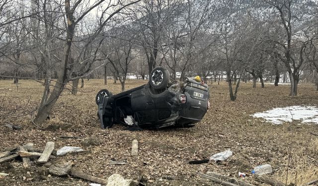 Erzurum'da SUV tipi aracın devrildiği kazada 2 kişi yaralandı