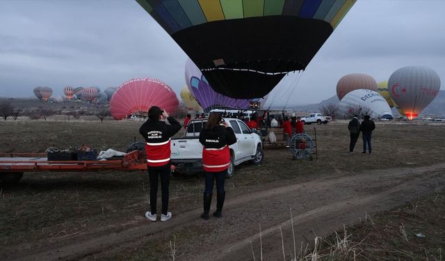Kapadokya Alan Başkanlığı ekipleri, sıcak hava balonlarının kalkış ve iniş alanlarını denetledi