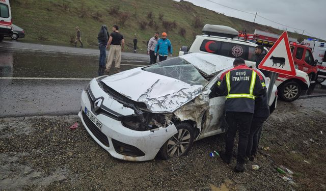 Bingöl'de devrilen otomobildeki 3 kişi yaralandı