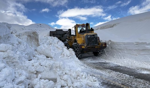 Bitlis'te baharda da metrelerce karla mücadele sürüyor
