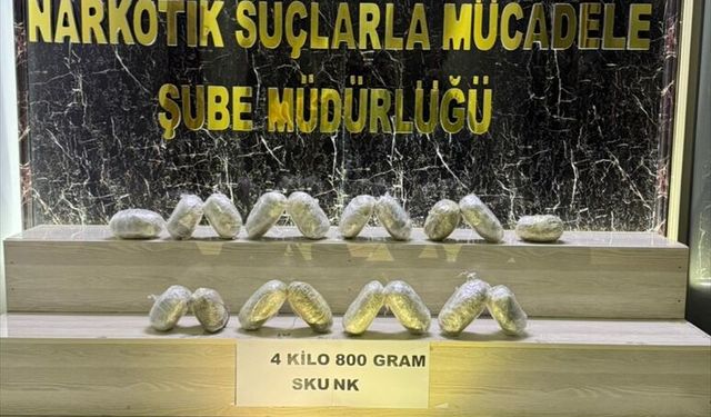 Bitlis'te valize gizlenmiş 4 kilo 800 gram uyuşturucu ele geçirildi