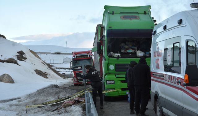 Erzurum'da arızalanan tırın yanında sürücüsü ölü bulundu