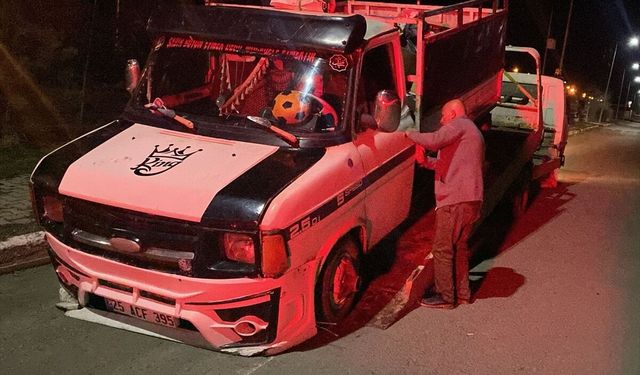 Erzurum'da muayenesiz, sigortasız kamyonetin ehliyetsiz sürücüsüne 83 bin lira ceza