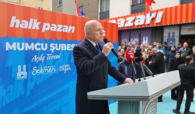 Erzurum'da uygun fiyata alışveriş imkanı sunan 'halk pazarı'nın 14'üncü şubesi açıldı