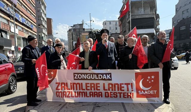 İsrail'in Mescid-i Aksa'yı ibadete kapatması Zonguldak'ta protesto edildi