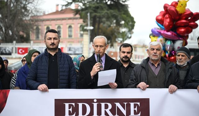 Mescid-i Aksa'nın ibadete kapatılması Edirne'de protesto edildi