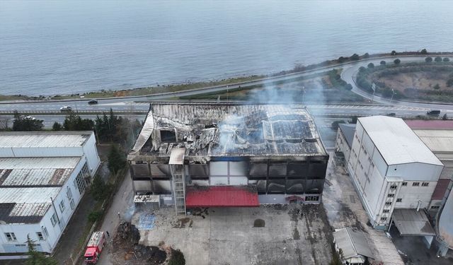 Trabzon'da fındık fabrikasının deposunda çıkan yangın söndürüldü