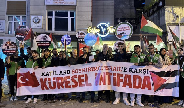 Artvin, Trabzon ve Gümüşhane'de İsrail'in Küresel Sumud Filosu'na saldırısı protesto edildi