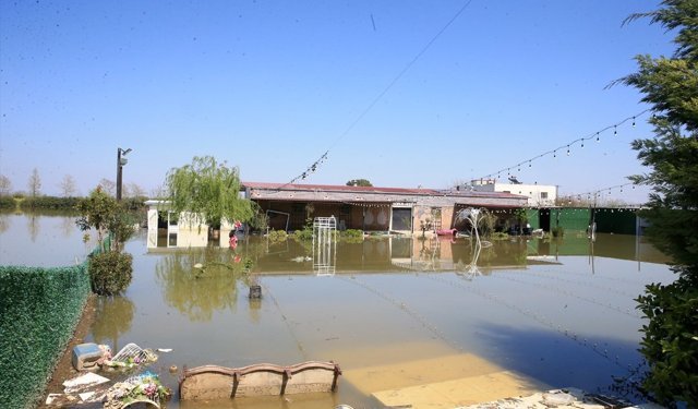 Manisa'da akarsuların taşması sonucu bağ evleri ve tarım arazileri su altında kaldı