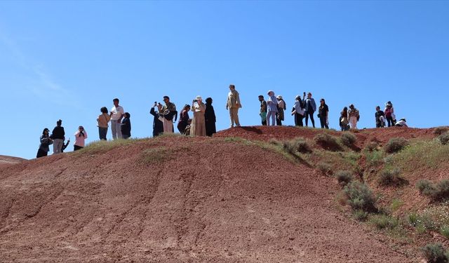Iğdır'da doğa severler, Gökkuşağı Tepeleri'nde uçurtma uçurdu
