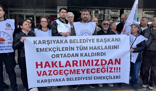 Karşıyaka Belediyesinde görevli memurlar 'Emek Nöbeti'ne başladı