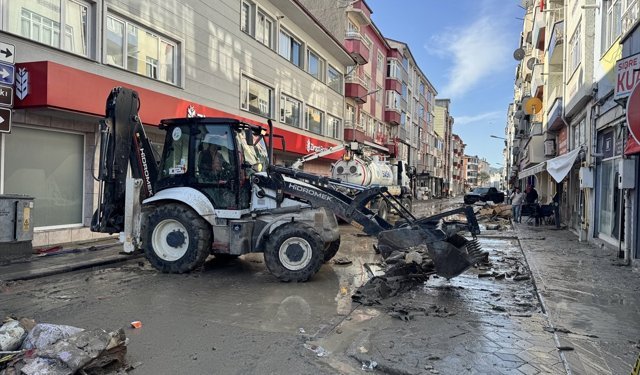Samsun'un Havza ilçesinde selin ardından temizlik çalışmaları devam ediyor