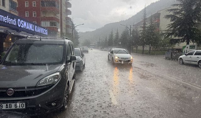 Gümüşhane'de sağanak ve dolu etkili oldu