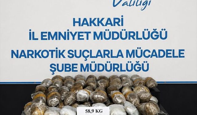Hakkari'de 58 kilo 900 gram skunk ele geçirildi