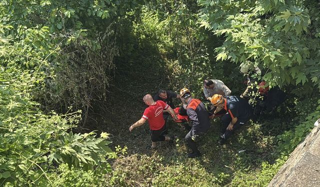 Kocaeli'de uçuruma devrilen otomobilin sürücüsü yaralandı