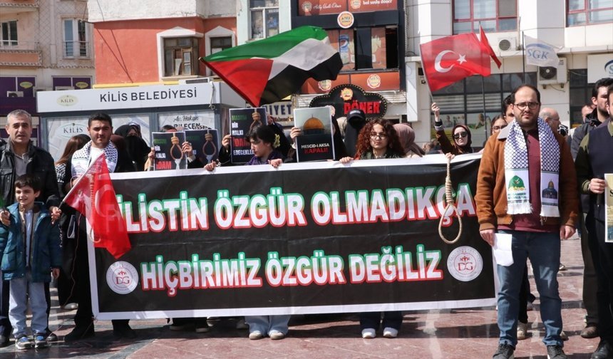 Mescid-i Aksa'nın kapalı tutulması ve İsrail'in çıkardığı idam yasası Kilis'te protesto edildi
