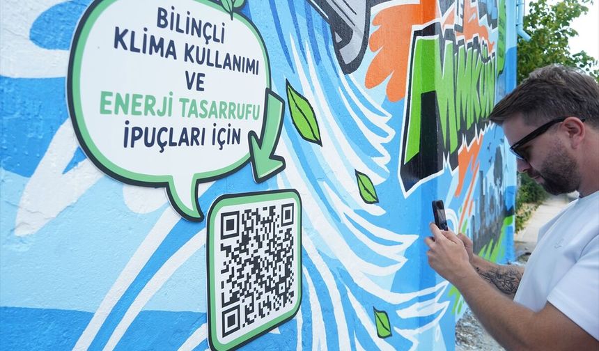 UEDAŞ'tan trafo duvarına klima kullanımında 24 dereceyi öneren grafiti çalışması