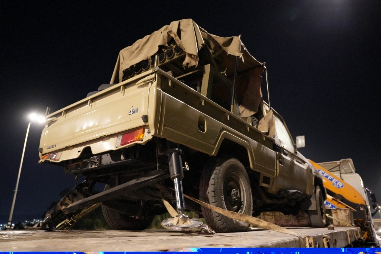 İsrail polisi, ordunun Lübnan'dan getirdiği Hizbullah'a ait roket atar takılı kamyoneti çalanları yakaladı