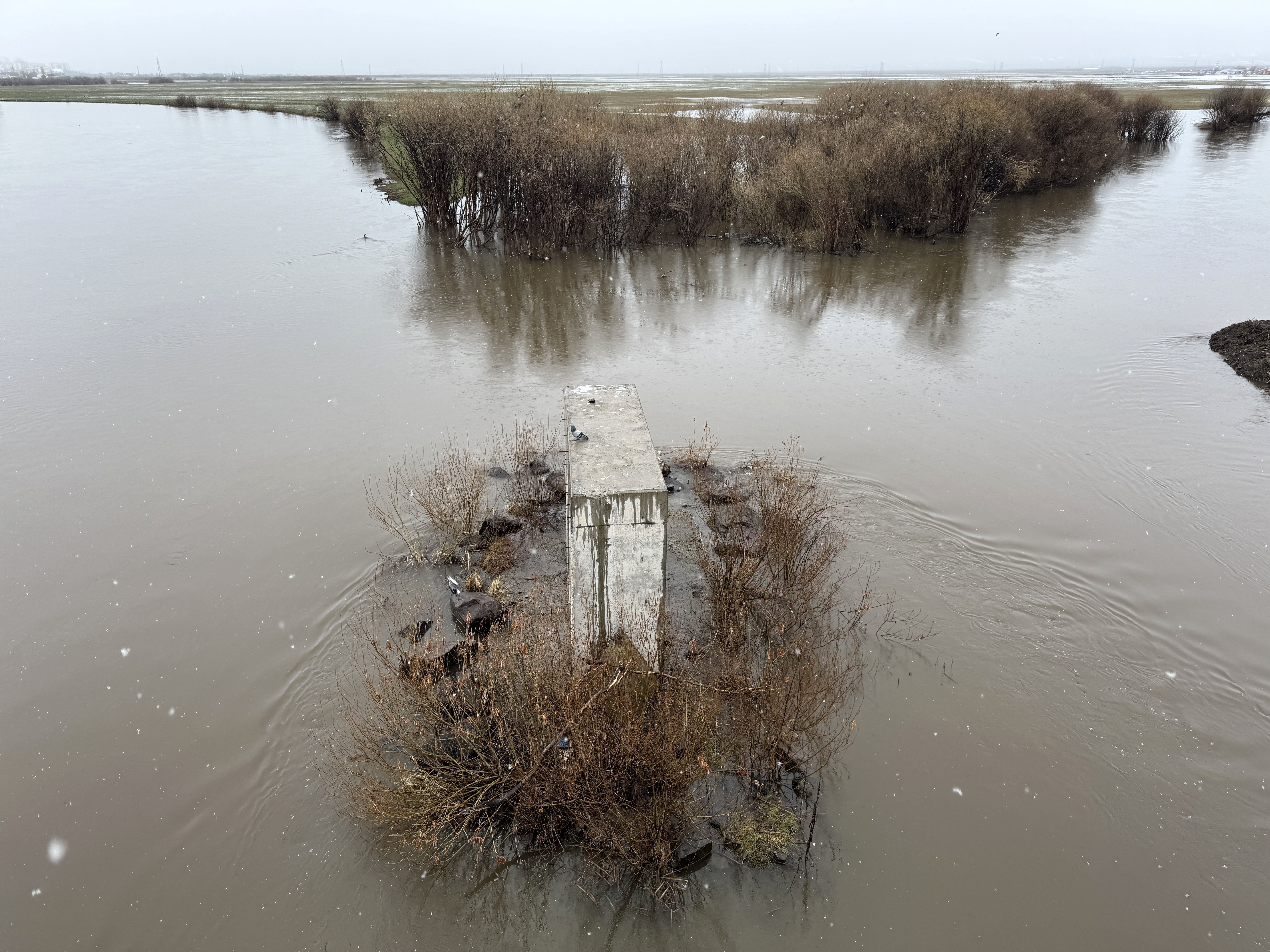 Ardahan'da kar ve sağanak nedeniyle Kura Nehri'nin debisi yükseldi
