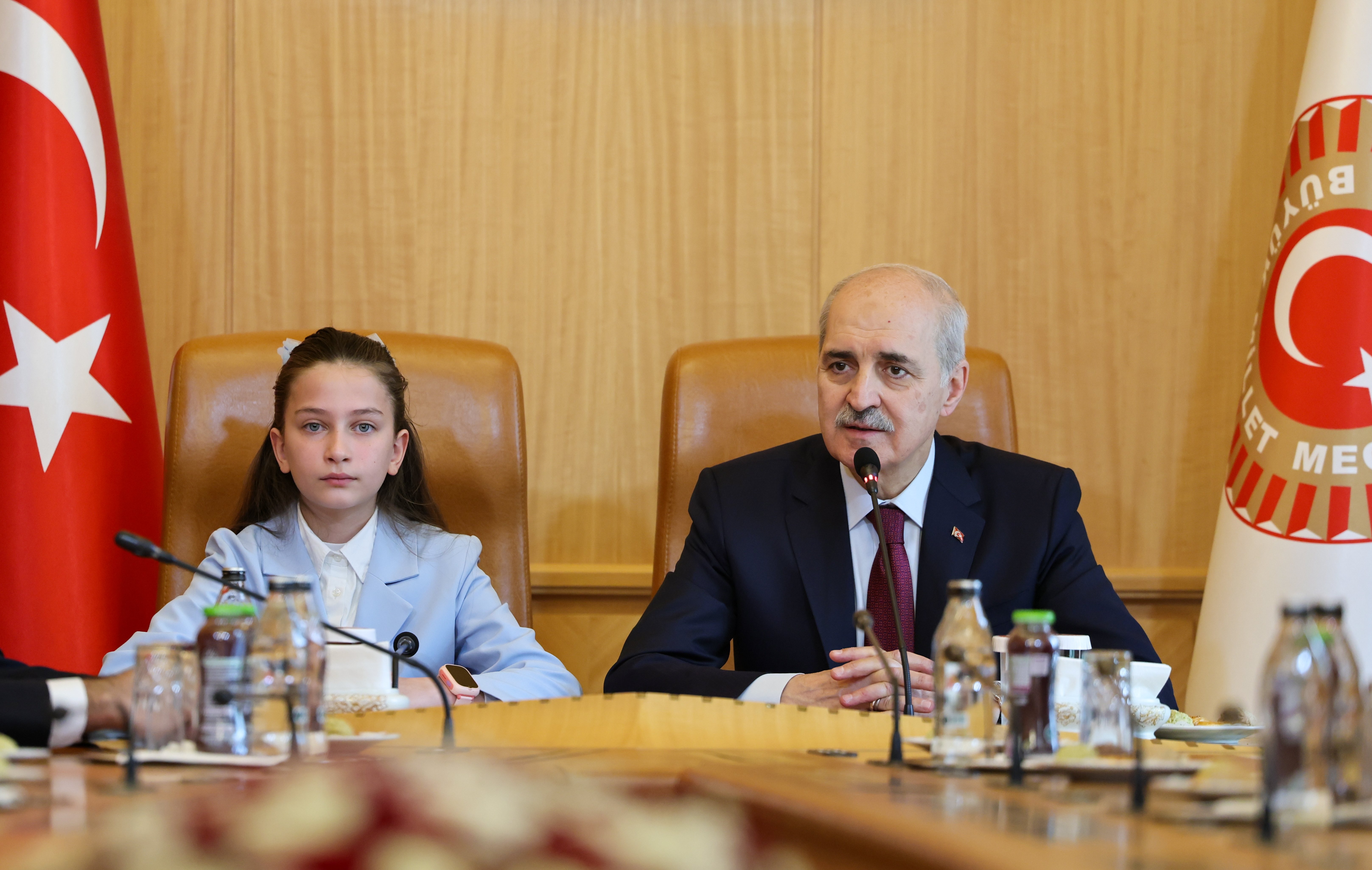 TBMM Başkanı Kurtulmuş, Milli Eğitim Bakanı Tekin ve beraberindeki çocukları kabul etti: