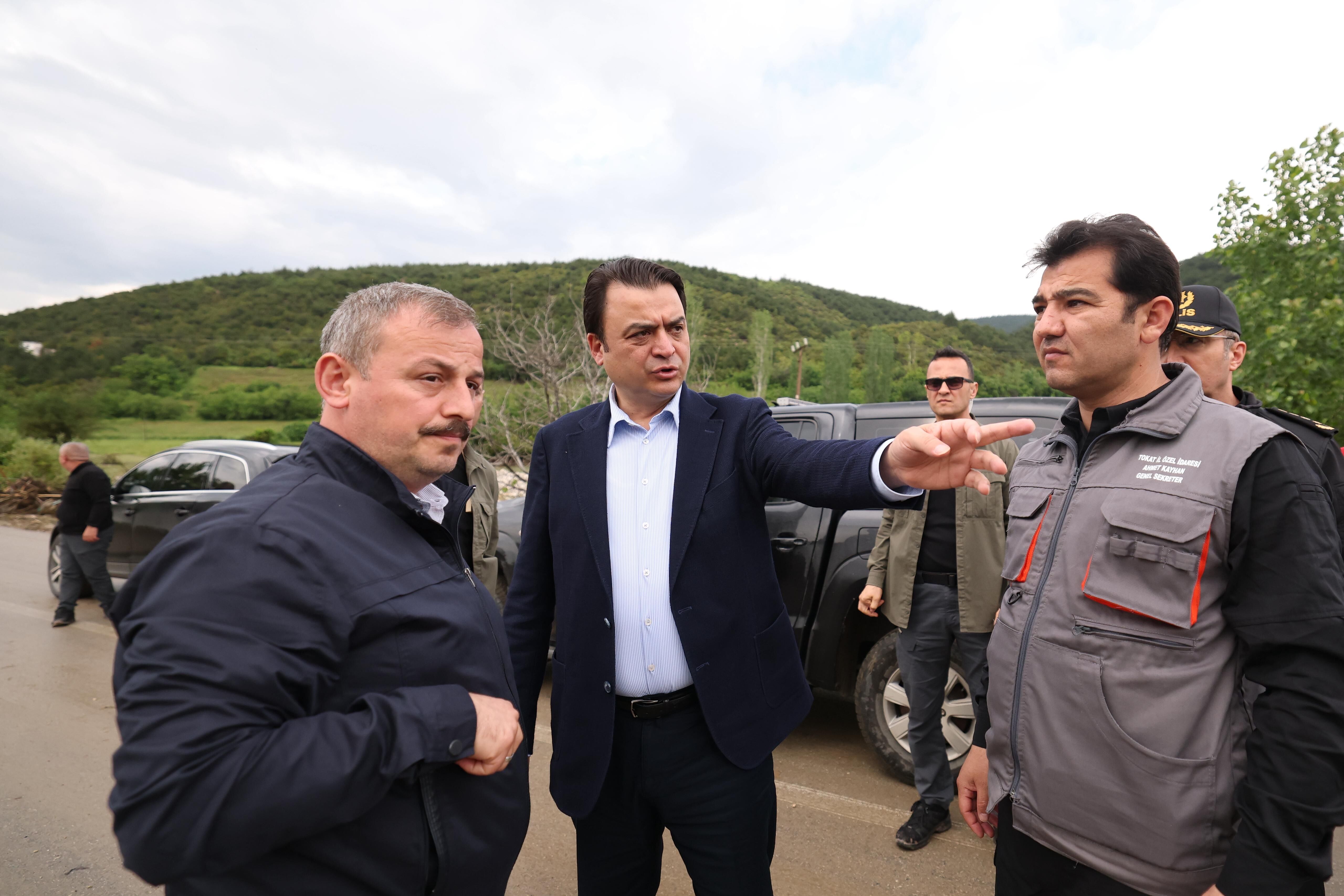 Tokat Valisi Köklü, Niksar'da taşkın riski bulunan bölgelerde incelemelerde bulundu